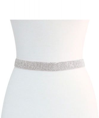 8 Line Rhinestone Wedding Belt BT339108 SILVER CL